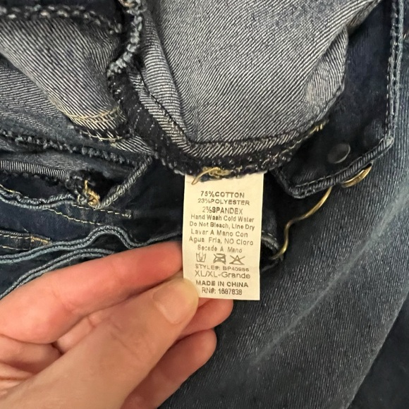 Turquoise Haven bell bottom women’s denim overalls SZ L - Picture 8 of 11